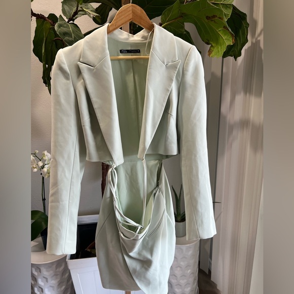 Zara Mint Green Cut Out Blazer Mini Dress - Picture 11 of 16